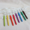 colour coded amour crochet hooks. Metal hook with soft grip coloured handle.